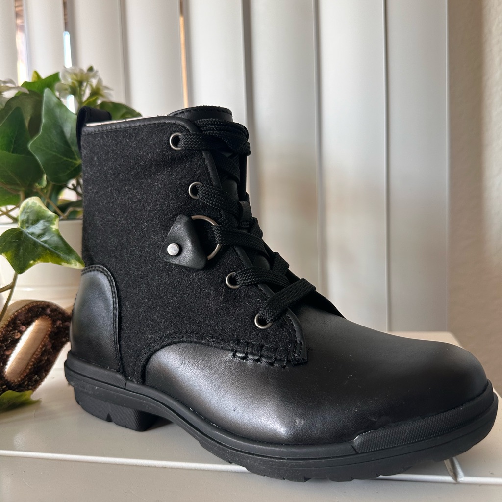 Ugg Black Lace-Up Ankle Boots